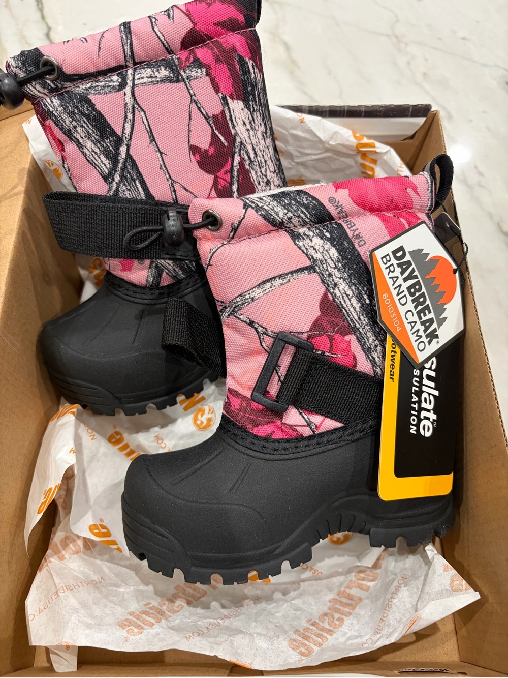 Northside Kids Size 5 Pink Camo Rain & Snow Boots